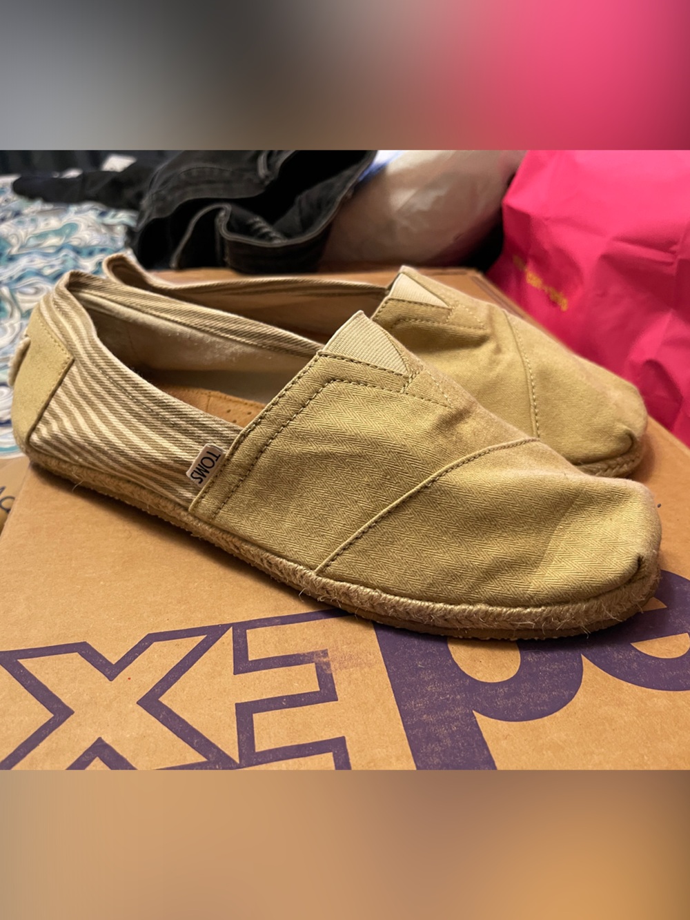 TOMS Men's Slip-On Espadrille Loafers in Tan Canvas